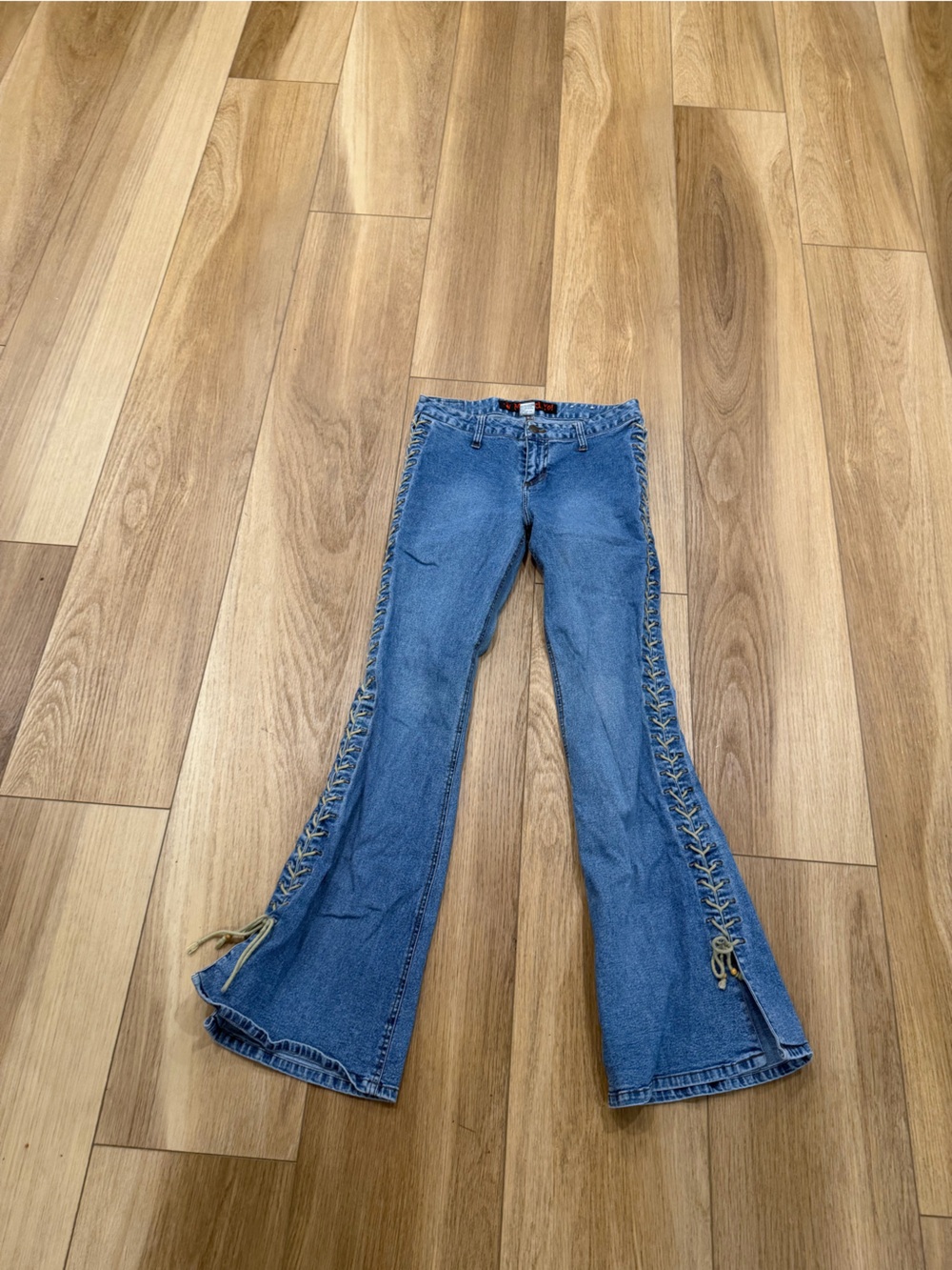Y2K Mudd Blue Lace-Up Flare Women’s Jeans